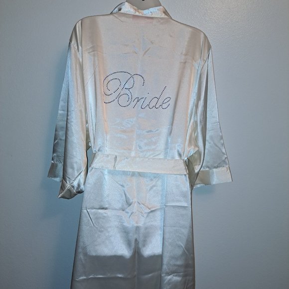 GIRLEO Other - NWOT Bridal Robe with Blue Rhinestones W/Bride on the Back L/XL